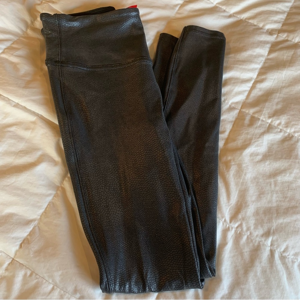 Spanx Faux Leather Leggings Womens Size S Black Leather Leggings Bikercore Pants